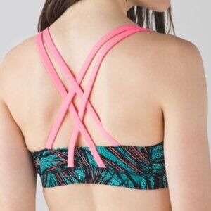 lululemon - Energy Bra Mini Palm Lace Tofino Teal - Size 6